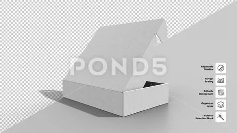 Open Flip Top Box Packaging Mockup Isolated on Transparent Background Modello PSD