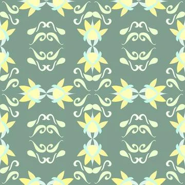Open Flower diamond Pattern In Green And Yellow Stock Illustration