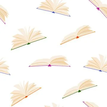 Open fly book pattern school vintage cover flat Illustrazione stock