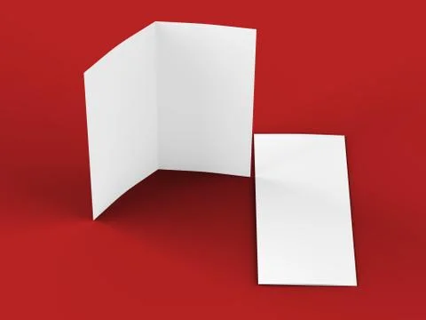 Open fold leaflet in DL format - mock up - 3d illustartion Stock Illustration