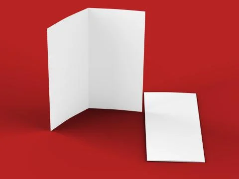 Open fold leaflet in DL format - mock up - 3d illustartion Stock Illustration