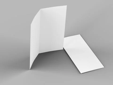 Open fold leaflet in DL format - mock up - 3d illustartion Stock Illustration
