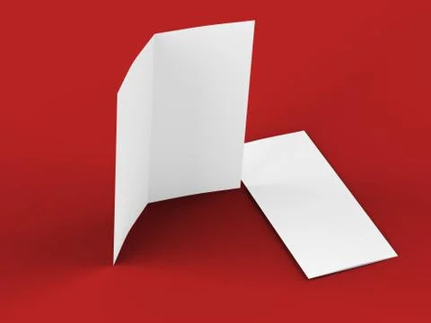 Open fold leaflet in DL format - mock up - 3d illustartion Stock Illustration