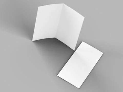 Open fold leaflet in DL format - mock up - 3d illustartion Stock Illustration