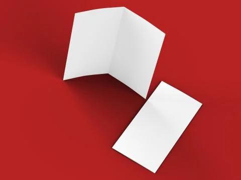 Open fold leaflet in DL format - mock up - 3d illustartion Stock Illustration