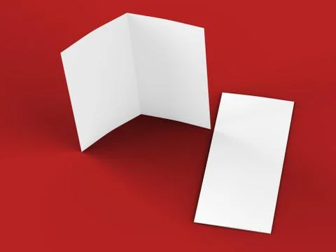 Open fold leaflet in DL format - mock up - 3d illustartion Stock Illustration