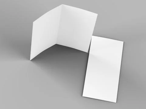 Open fold leaflet in DL format - mock up - 3d illustartion Stock Illustration