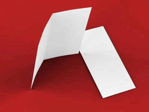 Open fold leaflet in DL format - mock up - 3d illustartion Stock Illustration