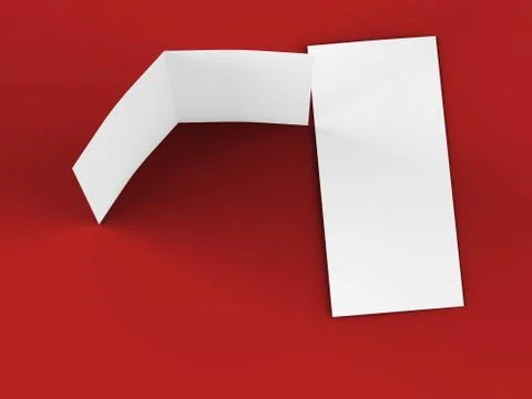 Open fold leaflet in DL format - mock up - 3d illustartion Stock Illustration