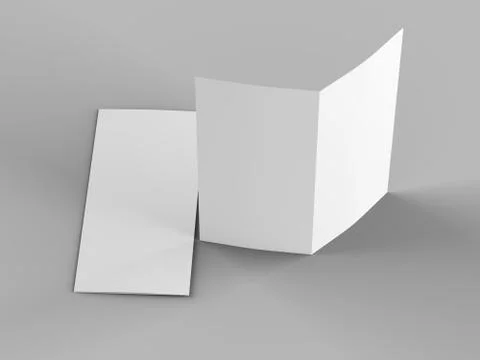 Open fold leaflet in DL format - mock up - 3d illustartion Stock Illustration