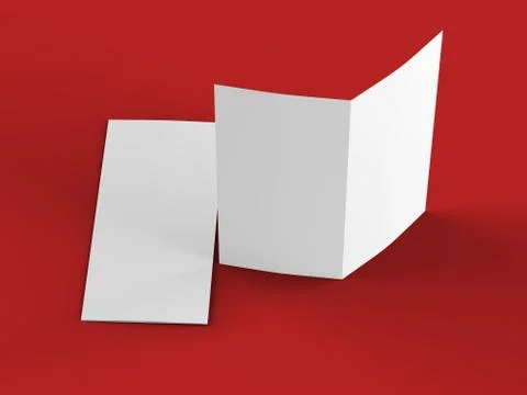 Open fold leaflet in DL format - mock up - 3d illustartion Stock Illustration