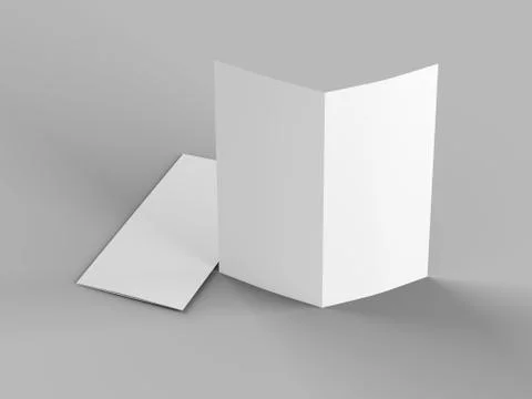Open fold leaflet in DL format - mock up - 3d illustartion Stock Illustration