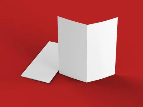 Open fold leaflet in DL format - mock up - 3d illustartion Stock Illustration