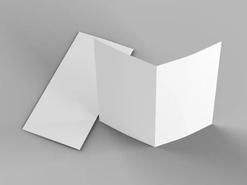 Open fold leaflet in DL format - mock up - 3d illustartion Stock Illustration