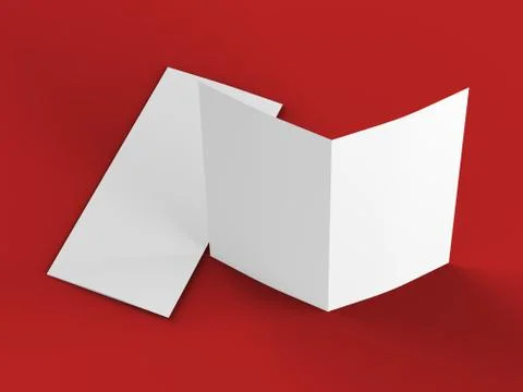 Open fold leaflet in DL format - mock up - 3d illustartion Stock Illustration