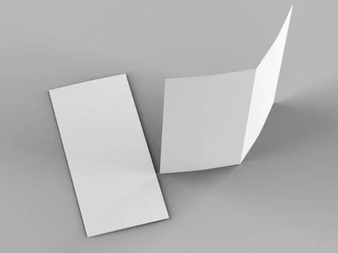 Open fold leaflet in DL format - mock up - 3d illustartion Stock Illustration