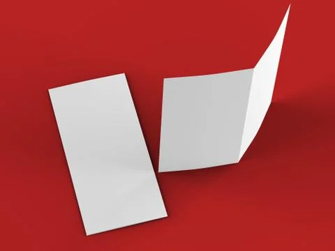 Open fold leaflet in DL format - mock up - 3d illustartion Stock Illustration