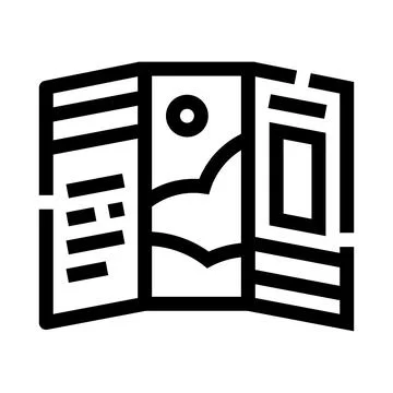 Open folded leaflet line icon for information guide Stock Illustration