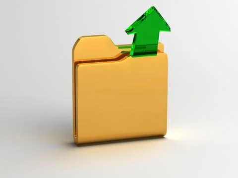 Open folder and Green Glass Arrow Stock Illustration