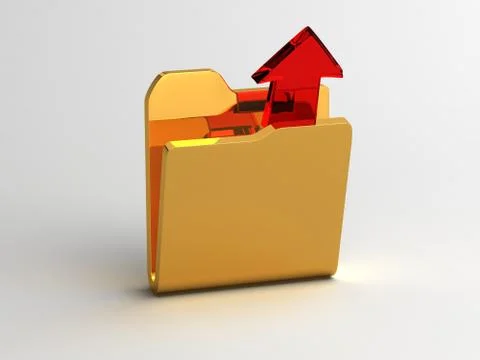 Open folder and Red Glass Arrow Stock Illustration