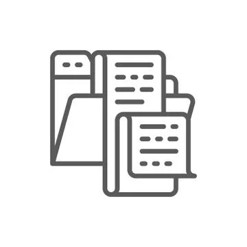 Open folder with documents, file, list of jobs line icon. 스톡 일러스트