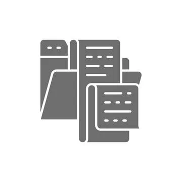 Open folder with documents, file, list of jobs grey icon. Stock Illustration