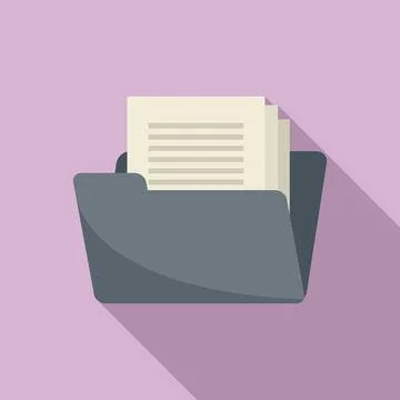 Open folder documents icon, flat style Illustrazione stock