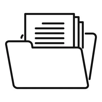 Open folder documents icon, outline style Stock Illustration