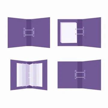 Open folder for documents. White sheets attached to a folder. Blank sheets mock Illustrazione stock