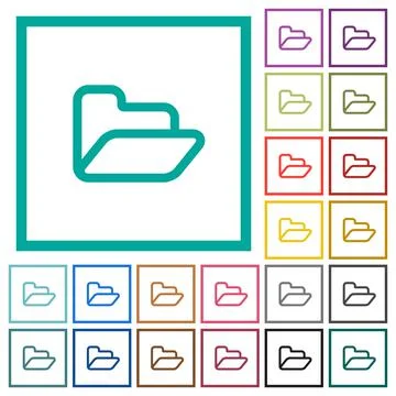 Open folder flat color icons with quadrant frames Stock Illustration