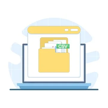 Open folder icon containing a CSV file, representing document management Stock Illustration