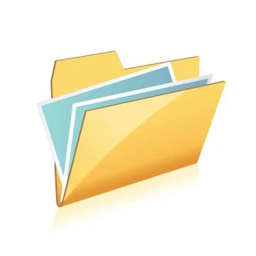 Open folder icon with documents on white background Stock Illustration