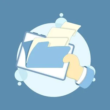 Open folder icon. Folder containing documents, empty folder. Illustrazione stock
