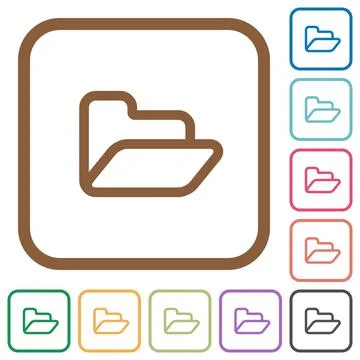 Open folder simple icons Stock Illustration