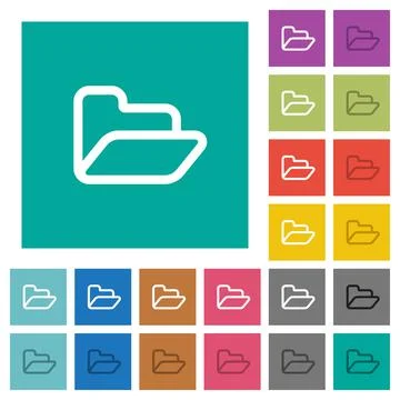 Open folder square flat multi colored icons Illustrazione stock