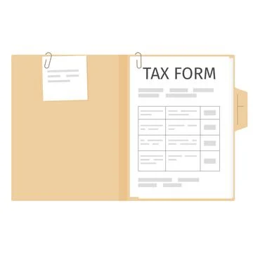 Open Folder with Tax Form Document Ilustración de archivo