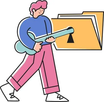 Open the Folder Using the Key Illustration - Access &amp; Security 스톡 일러스트