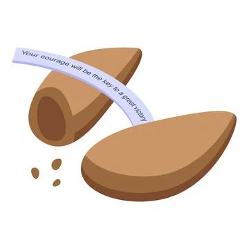 Open fortune cookie predicting great victory with courage Stock Illustration