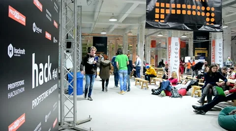 Open free Proffstore Hackathon in Kiev, Ukraine. Vídeo Stock 60718962