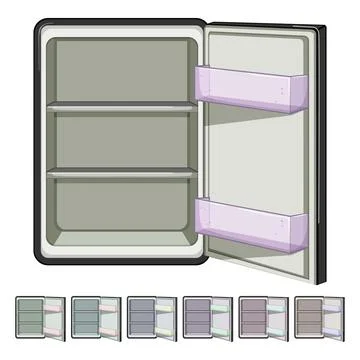 Open fridge refrigerator cartoon vector graphic Stock Illustration
