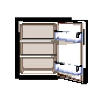 Open fridge refrigerator game pixel art vector illustration Stock Illustration