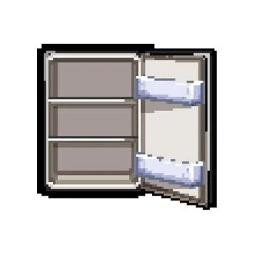 Open fridge refrigerator pixel art vector illustration Stock Illustration