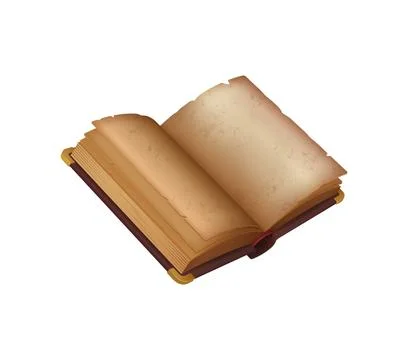 Open game book, magic parchment, manuscript Illustration