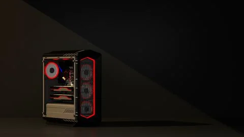 Open gaming system computer unit in the dark Stock Illustration