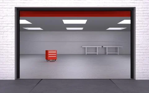 Open Garage Stock Illustration