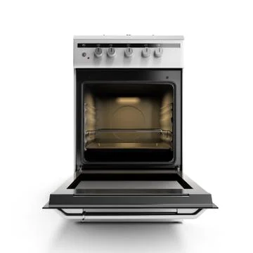 Open gas stove 3d render isolated on a white background Stock Illustration