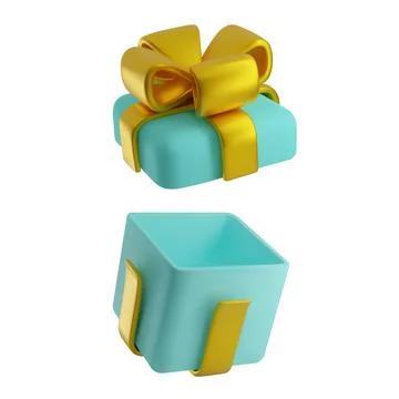 An open gift box with a 3d bow Stock Illustration