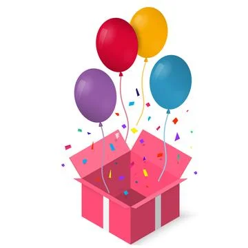 Open gift box with as balloon vector illustration. EPS 10. Stock Illustration