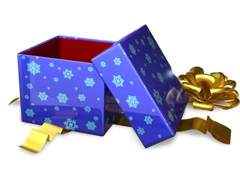 Open gift box blue Stock Illustration