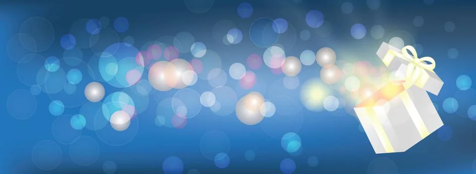 Open gift box on bokeh background Stock Illustration